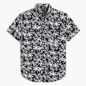Short sleeve palm tree print slim casual shirt
